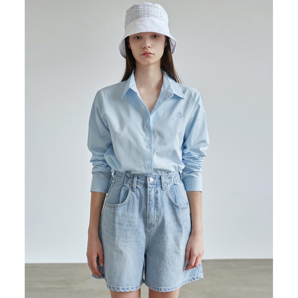 

NICKNICOLE Embroidered Cotton ShirtSky Blue