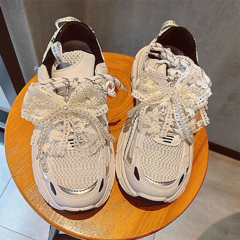 Fashion Lace Pearl Bow Shoelace Buckle Sneakers Decorative Charm Shoe Flower Buckle Men's and Women's Shoe Charm Accessories
