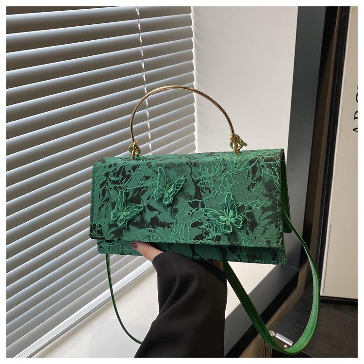Lace Handbag 2025 New Butterfly Embroidered Small Square Bag European and American Fashion Shoulder Messenger Bag Bags