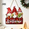 Cute Dwarf Seasonal Ornament Christmas Gnome Wooden Hanging Pendant, Cartoon Ornament, Merry Party Decor Door Sign for Home Shop Holiday Decoration
