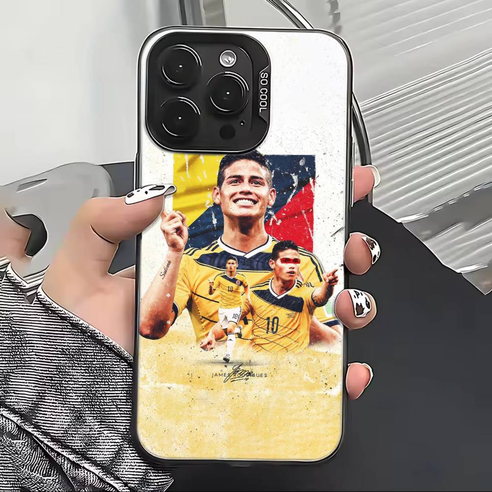 Football J-James Rodriguez Phone Case For iPhone 17,16,15,14,13,12,11 Plus,Pro Max,XS,Colorful Silver Black Cover
