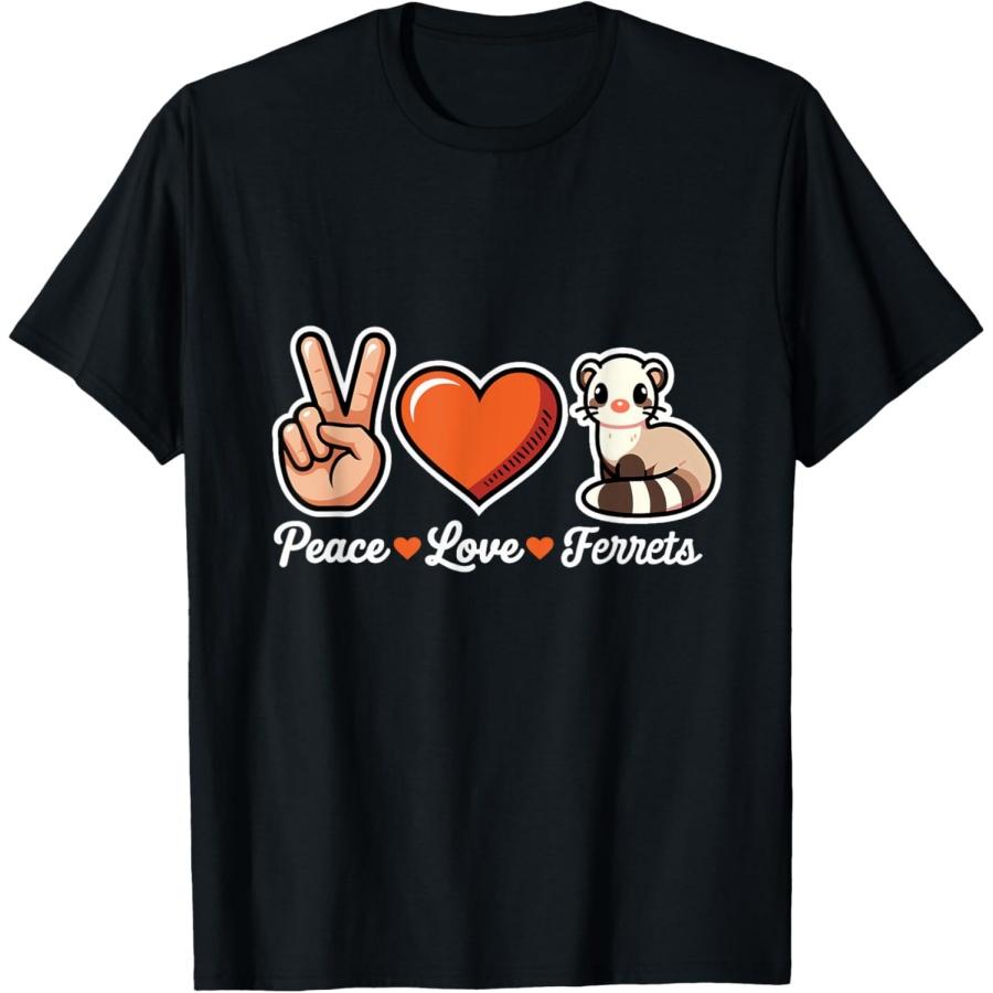 Peace Love Ferrets Funny Pet Ferret Lover T-Shirt XXXXXL чёрный