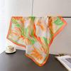 Korean Big Flower Simulation Silk Printing Square Scarf Shawl Scarf High-end Neck Small Square Scarf Headscarf Silk Scarf