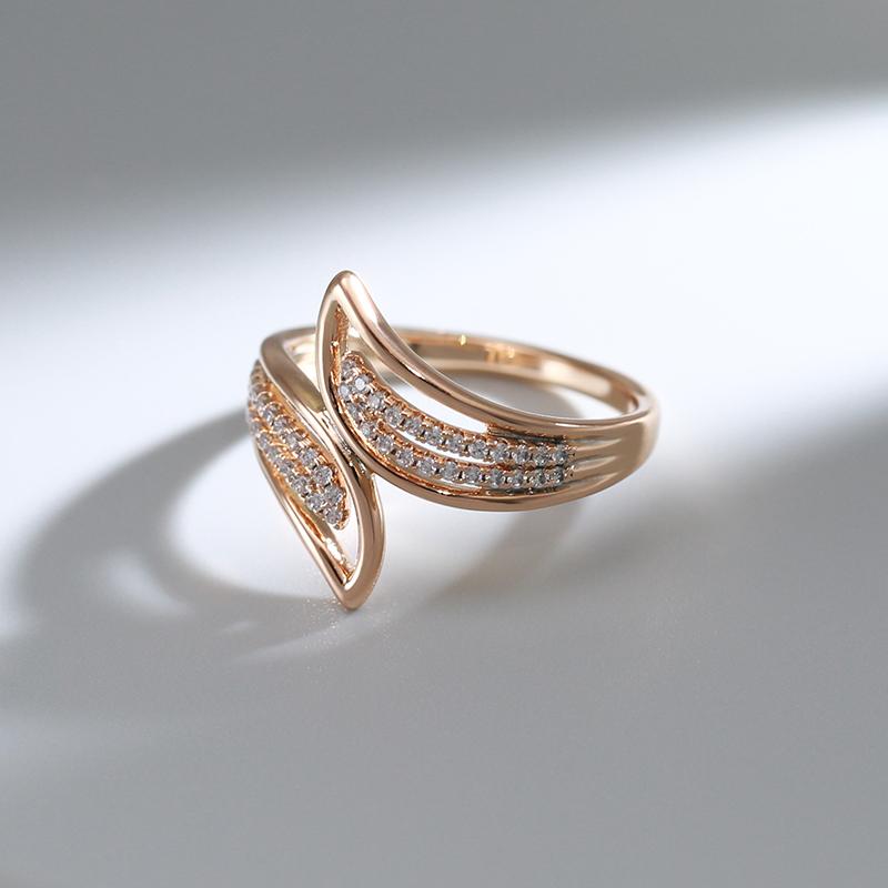 Bagues Croisées Personnalité Double Zircon Or 585 Couleur Fête de Mariage Bijoux de Luxe pour Femmes Accessoires Gothiques