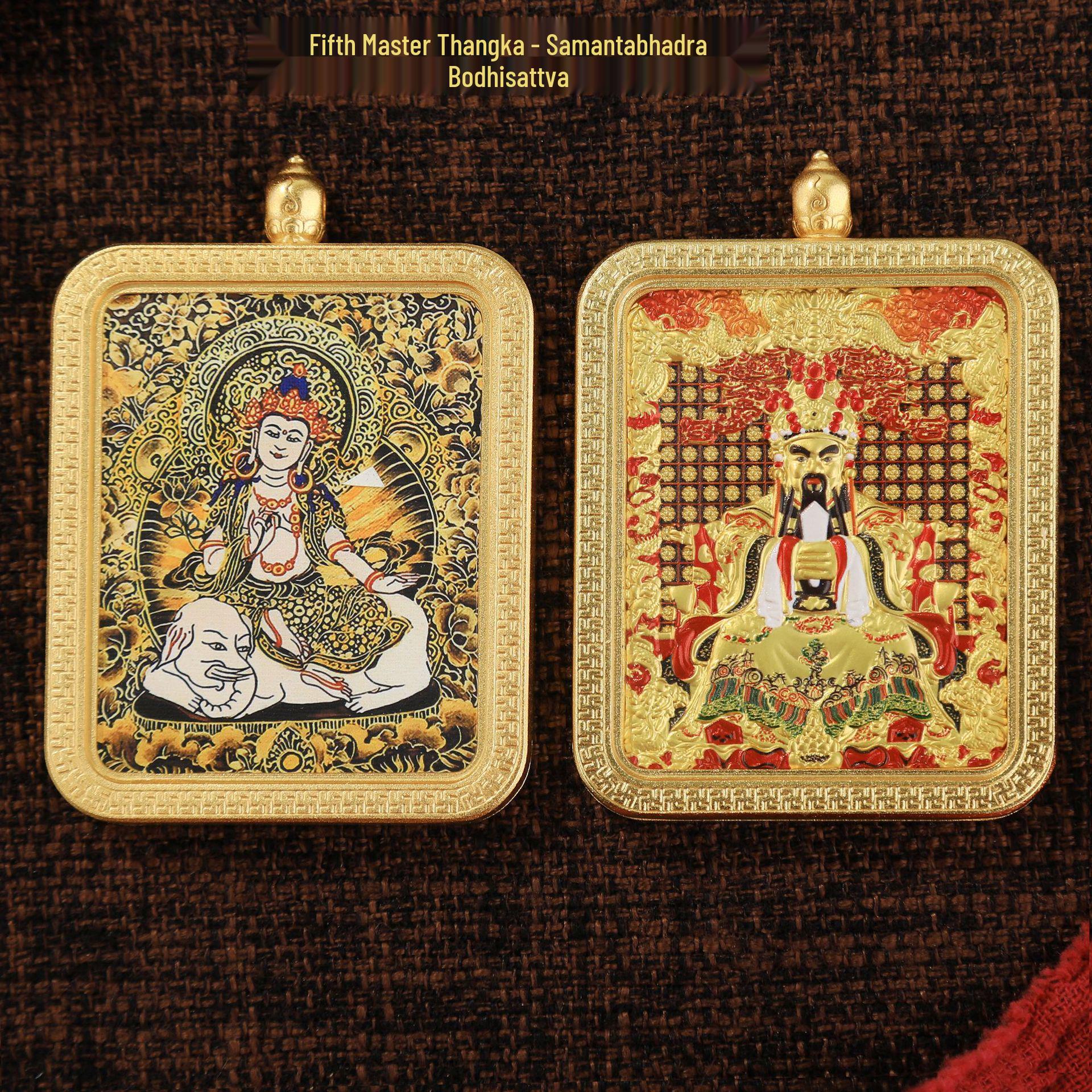 Double-sided Tibetan Thangka Pendant: Three-dimensional Dragon & Eight Protectors Buddha Ornament.