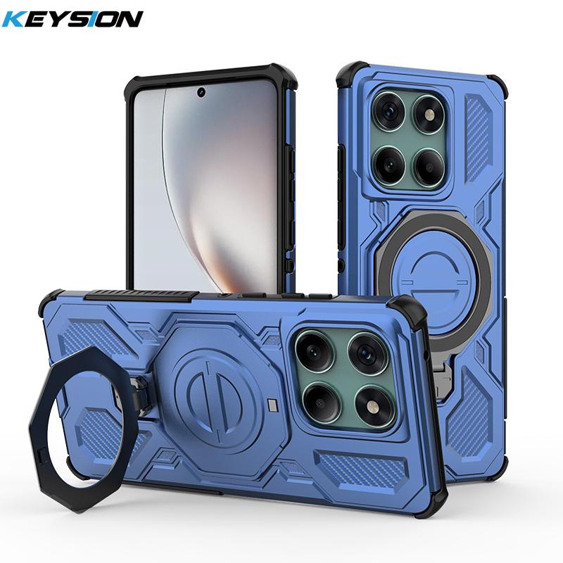 KEYSION Shockproof Magnetic Case for Motorola Edge 60 Fusion 5G Upright Live Ring Stand Phone Back Cover for MOTO Edge 60 60S 5G