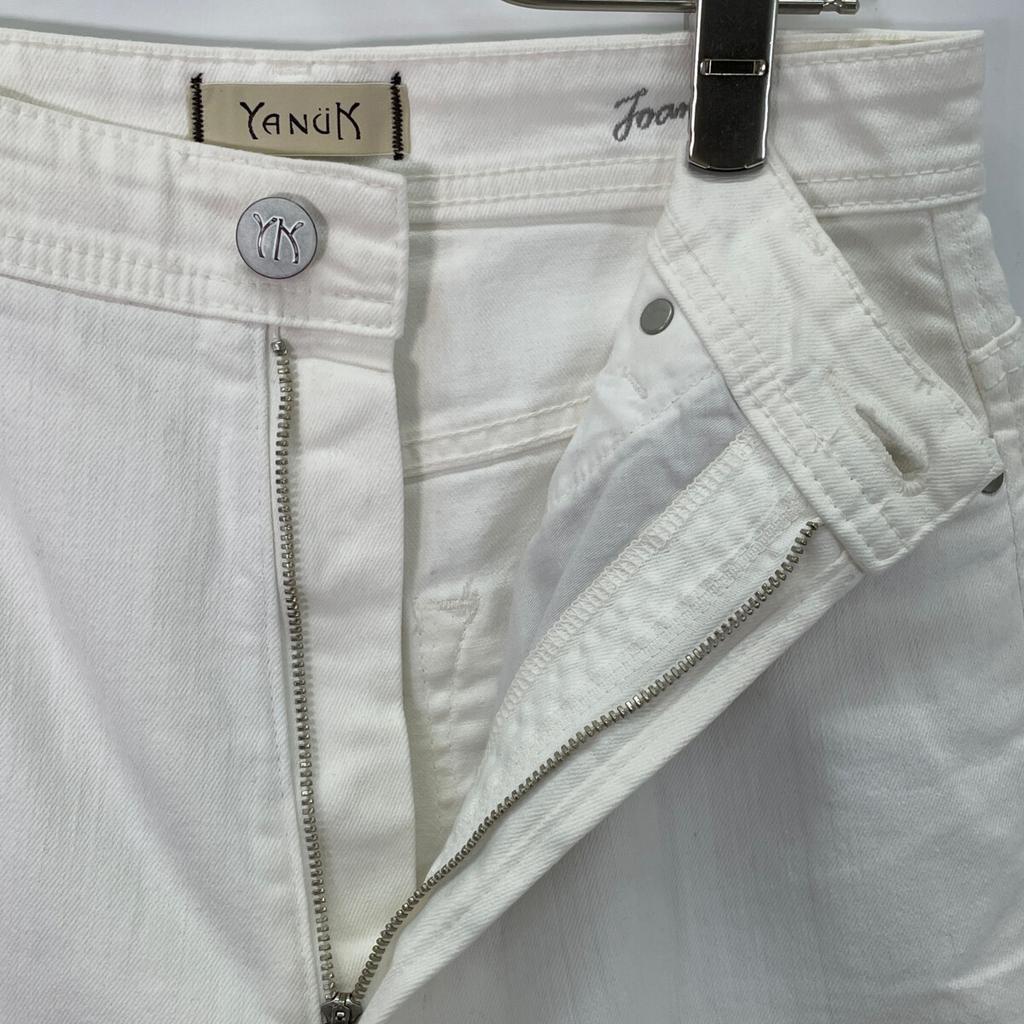 YANUK 57142228 Airy White Really Light/Spill Proof Loose Straight "JOAN" Denim Pants Bottoms 27 whiteUsed