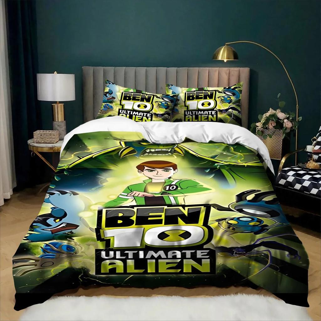 Cartoon Bedding Set Ben 10 Exquisite 3D Duvet Cover Pillowcase Kids Bedroom Bed Twin Full Queen Size for Children Room gift