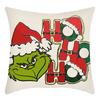 Grinch Linen Throw Pillowcase Holiday Sofa Office Cushion Pillowcase Green Furry Christmas Pillowcase
