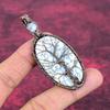 Tree Of Life Dendrite Opal Pendant Copper Wire Wrapped Rainbow Moonstone Jewelry