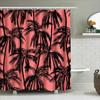 Summer Bath Shower Curtain Polyester Printed Black Palm Tree Pink White Bathtub Decorative Home Waterproof Fabric Custom Size