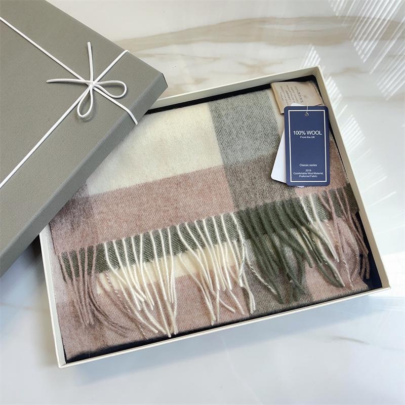 100% Reine Wolle Blauer Karoschal - Warmer, Vielseitiger Halswärmer für den Winter