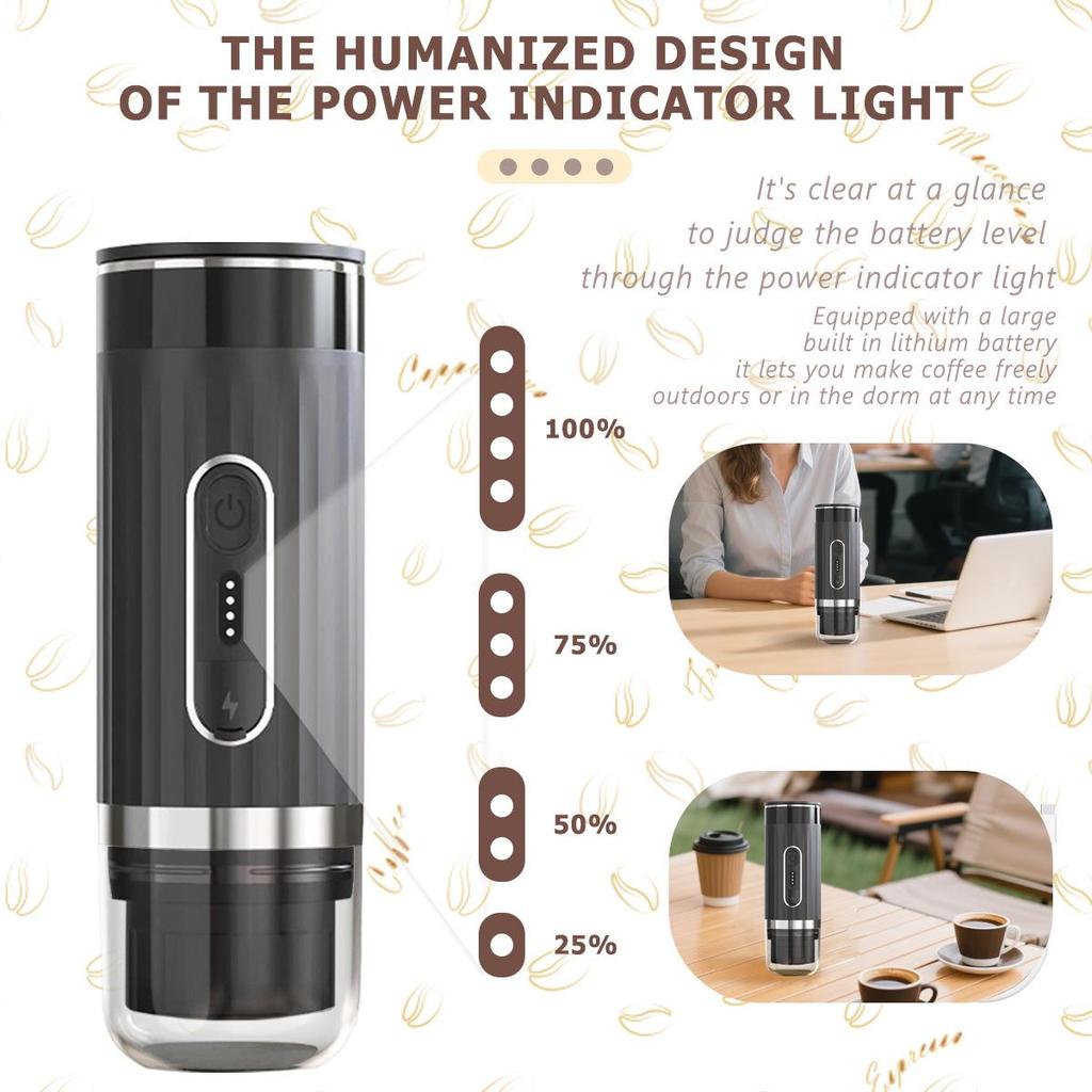 Portable Wireless Italian Espresso Capsule Coffee Machine for Cars - Automatic Heating