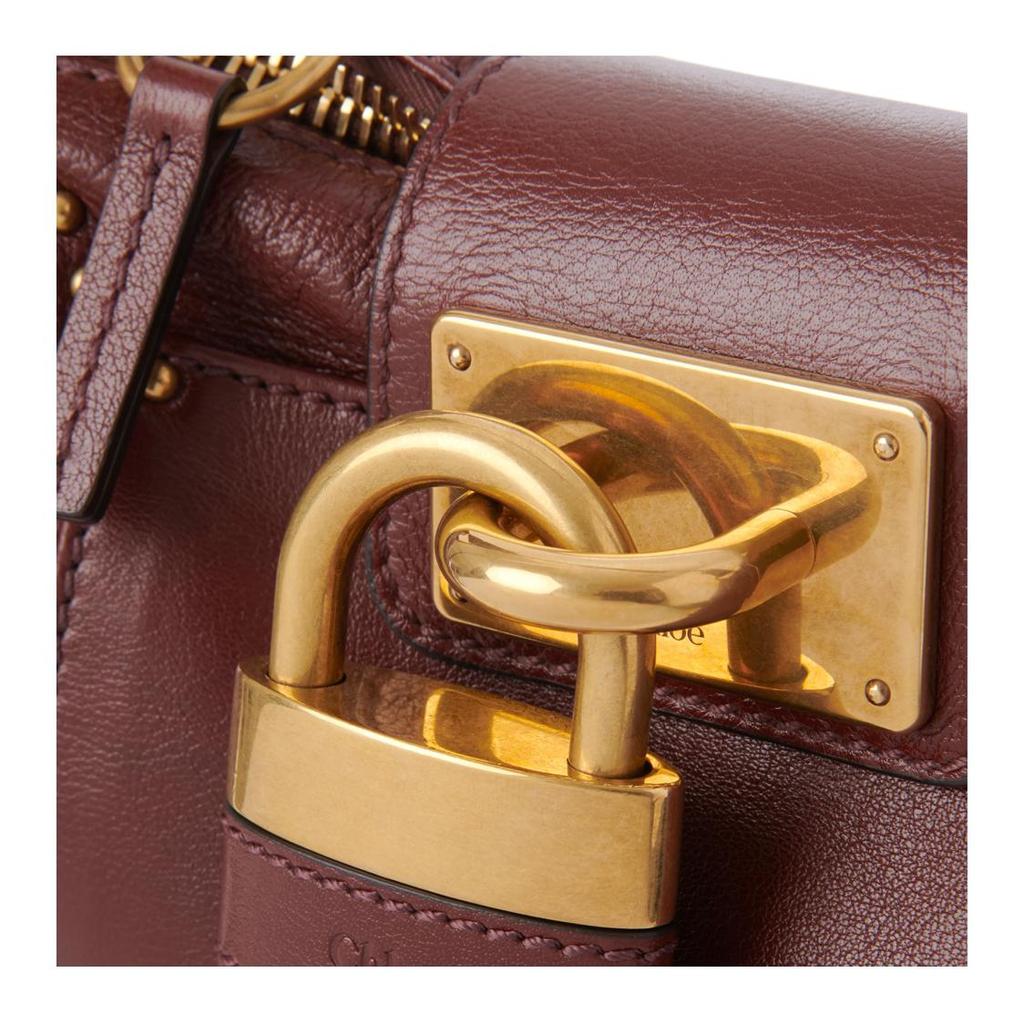 Chloe Paddington Brand Logo Gold Metal Accents Leather Handbag Women handbags Burgundy CH25W-S803P75-27M