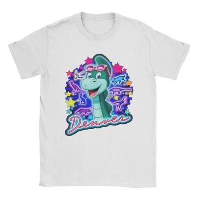 Retro 80s Animated Cartoon T Shirts Men's  Cotton Fashion for Male T-Shirt Crew Neck Denver The Last Dinosaur Clothes 6XL