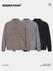 2025 Winter Heavyweight Stand-Up Collar Loose Zipper Knit Cardigan Sweater - Old Money Style, Solid Color Casual Outerwear