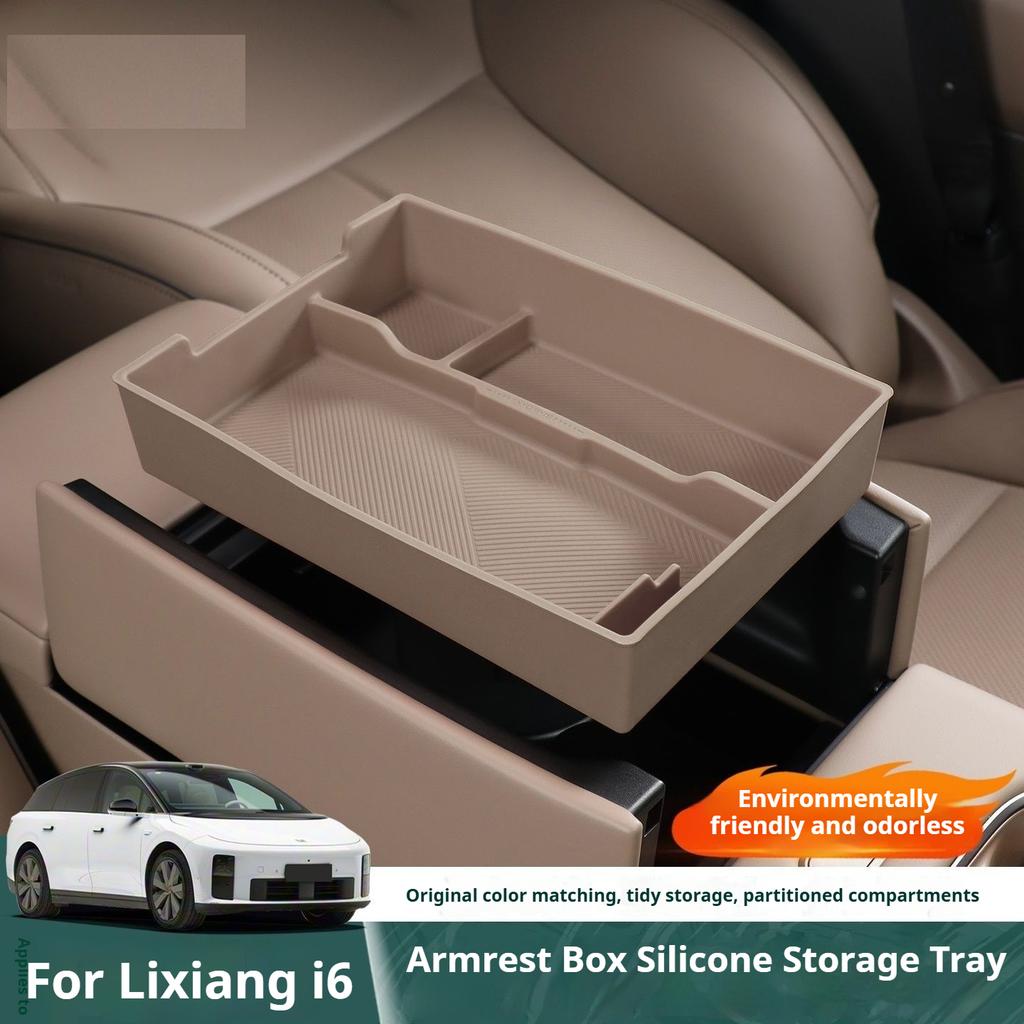 For Li Lixiang I6 Car Armrest Compartment Storage Box Leading Ideal I6 Car Dedicated Armrest Boxes Silicone Interior Storage Mat