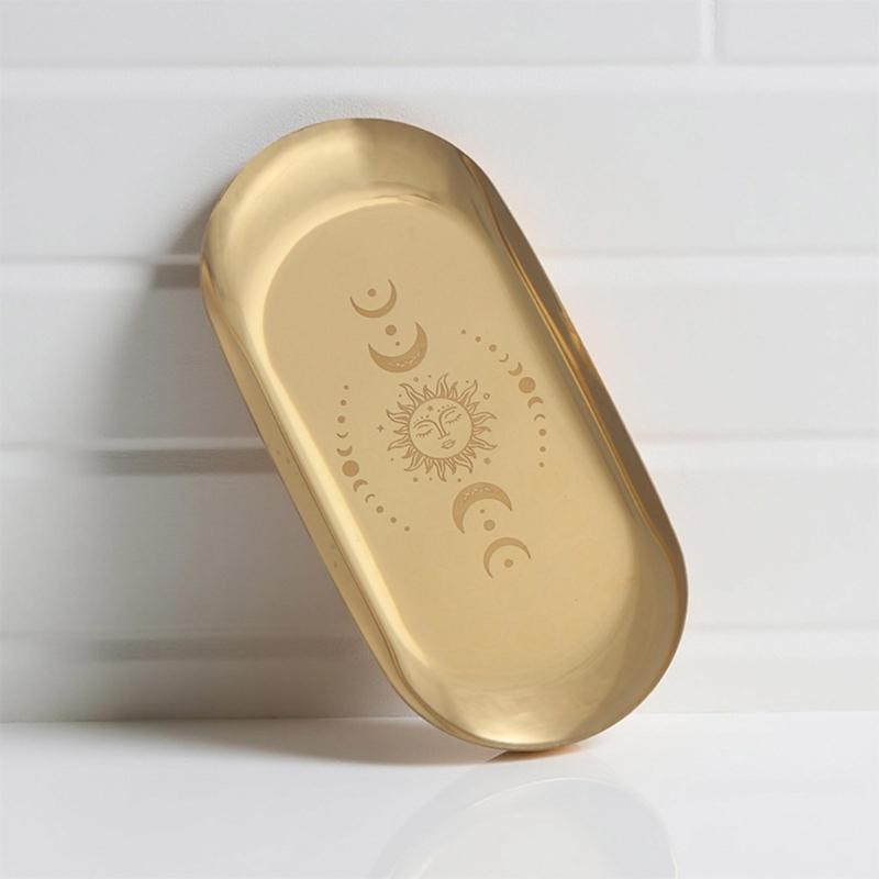 Ovales Tablett Schmucktablett Pentagramm-Tablett Dekotablett Serviettenablage Platte Kerzenhalter Tablett für Zuhause