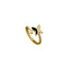 Real Gold Dripping Oil Butterfly Full Diamond Ring Opening Adjustable Simple Jewelry Japanese Ring Couple Ring