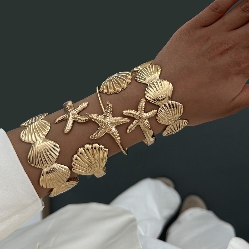 Scallop Arm Cuff Bracelets Silver Flower Upper Arm Bracelet for 5Pcs/Set Arm Accessories
