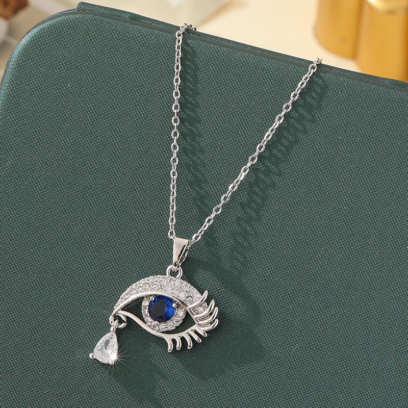 Beliebte Halskette mit blauem bösen Blick aus Titanstahl für Damen – Vielseitiger und personalisierter Schlüsselbeinkettenschmuck