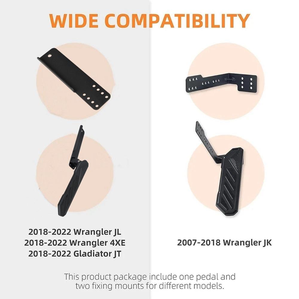 Adjustable Left Side Kick Panel Dead Pedal Foot Rest Pad For Gladiator JT For 2007-2025 Jeep Wrangler JL JK JLU 4XE Black