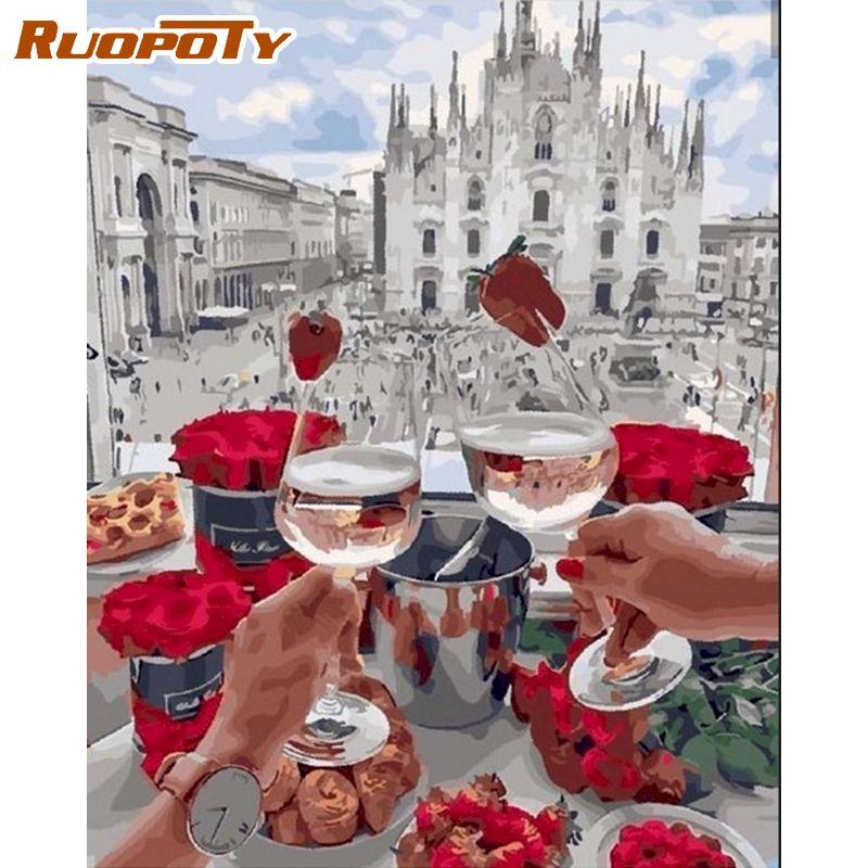 

Ruopoty безрамная серия «сделай сам, Cheers», наборы для рисования по номерам, акриловая краска, рисунок на холсте для украшения стен 40x50 см