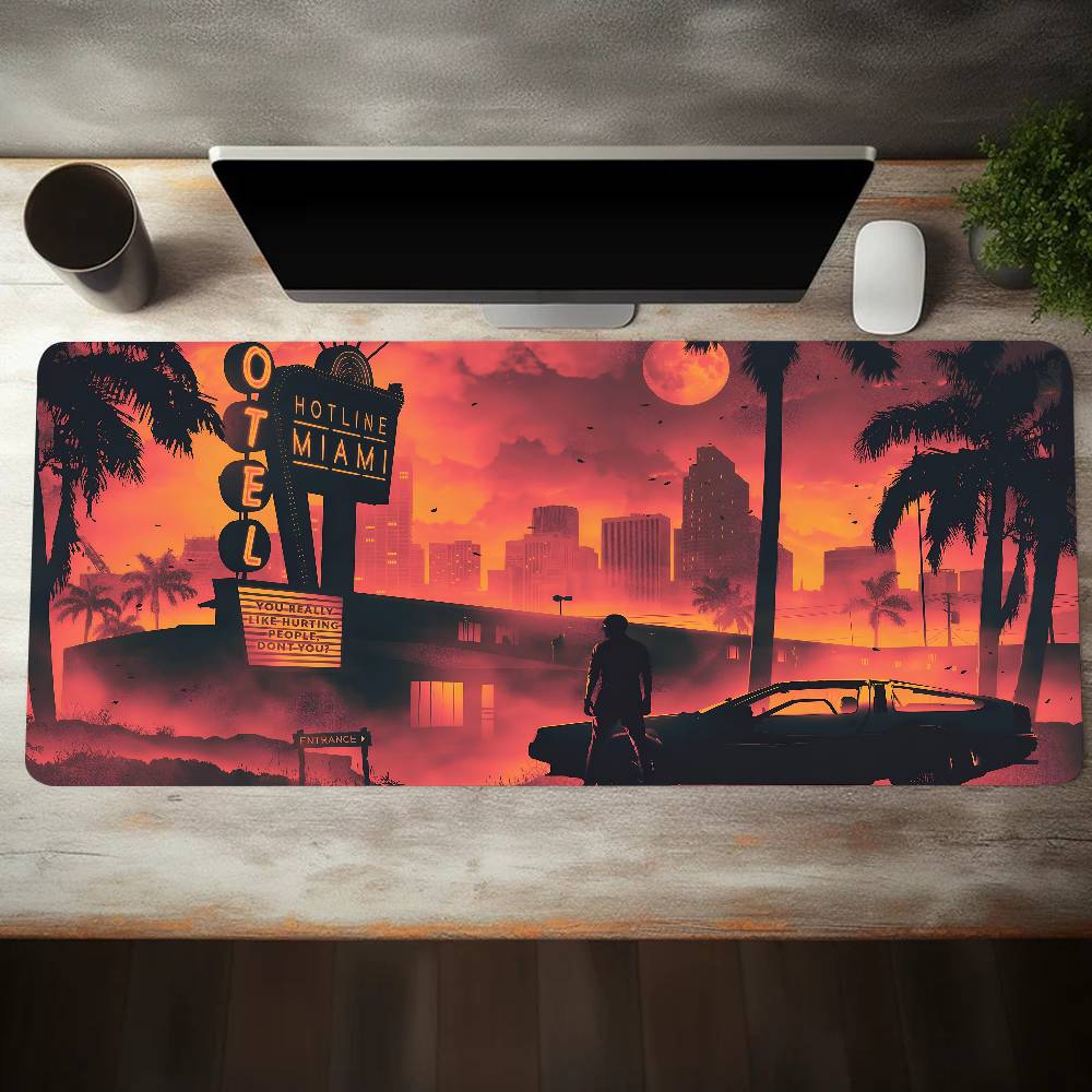 M-Miami Vice Mouse Pad Large Gaming Keyboard Mat LockEdge Rubber Computer Office Accessories