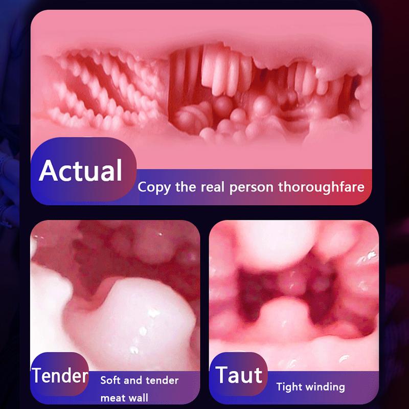 JIUAI Încălzire automată Masturbator masculin Cupă Păsărică strânsă Muie Vaginal și gura Mucegai inversat Jucărie sexuală automată de supt