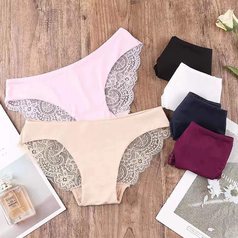 Frauen Sexy Spitze Höschen Nahtlose Baumwolle Atmungsaktive Slips Mädchen Transparente Unterhose Plus Größe Marke Unterwäsche
