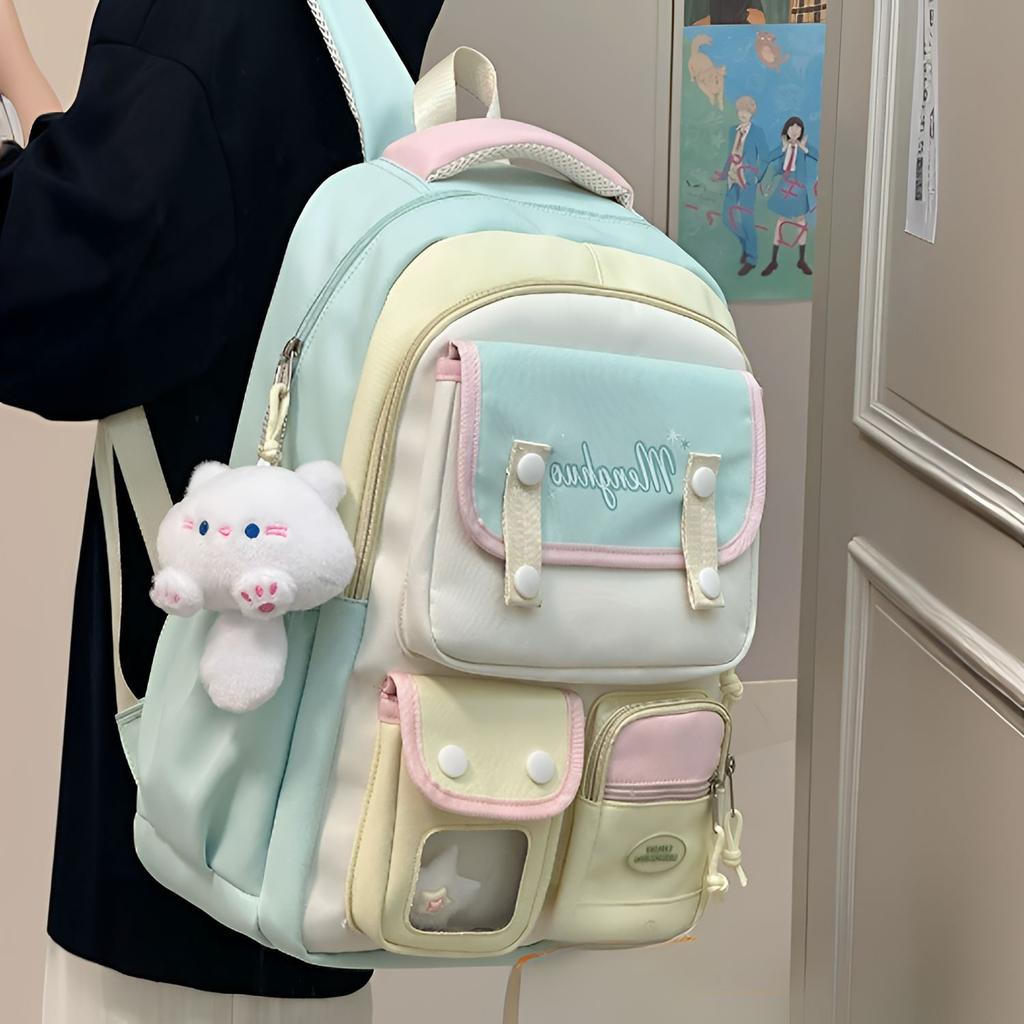 Schoolbag New Contrasting Color Schoolbag Female Junior and High School Students Large-capacity Backpack Primary School Students 3rd To 1st Grade