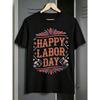 Shirts Graphic Teesunisex Happy Labor Day Vintage Western Bold Letter Hammer Star Burst Border Graphic Tshirt Labor Holiday White Casual Teecrew Ne