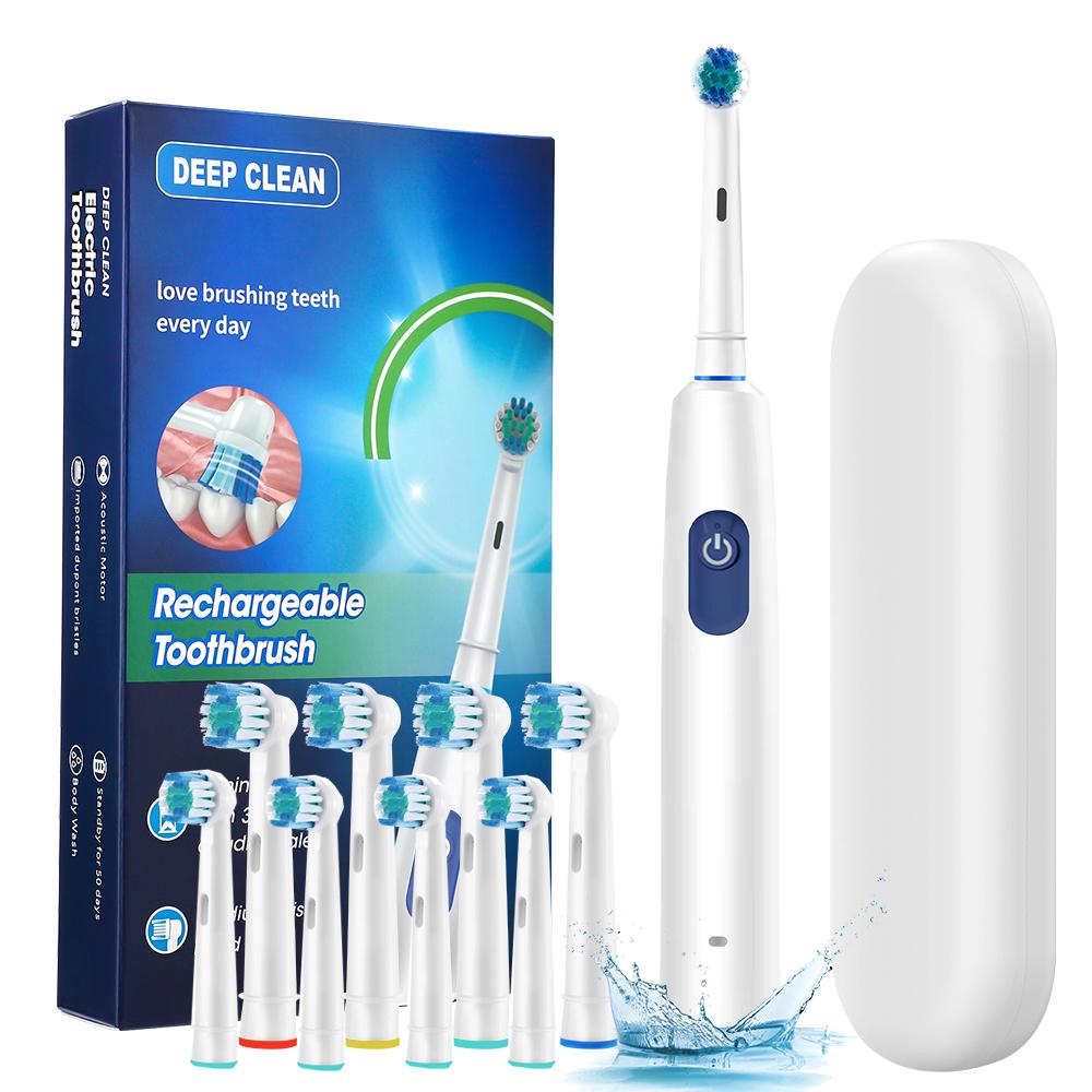 Rotating Electric Toothbrush Set for Adult Teeth Whitening Teeth Brushes 3D Round Head Soft Brush Type-C Electric Toothbrush