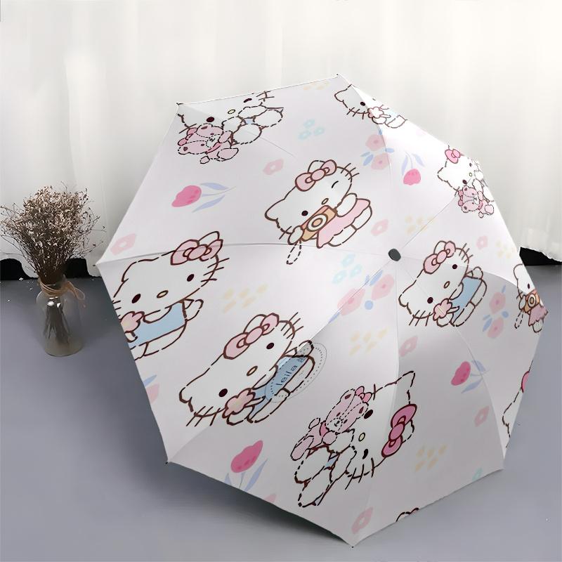 Hello Kitty,Floral Automatic Umbrella-Foldable, Durable 8-Bone Design, Compact and Stylish, Great for Camping, Halloween, Christmas, Mother'