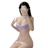 Sweet Coquette Halter Choker Satin Lace Bra Set, Push Up Inner Outer Wear Young Women Lingerie Set