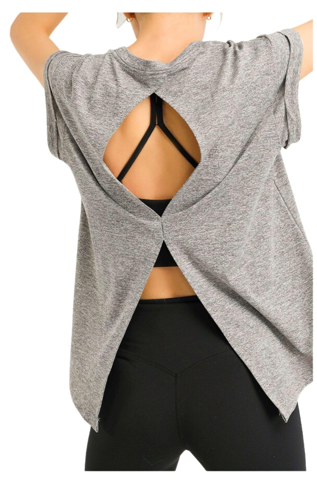 

Топ для йоги Cenote Rico Slimming с короткими рукавами и длинным вырезом на спине, идеально подходит для жаркой погоды и занятий в зале, женский размер, влагоотводящий, быстросохнущий, для пилатеса,