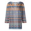 Damen V-Ausschnitt Freizeit Dreiviertelarm Knopf-Detail Top mit Blumenmuster