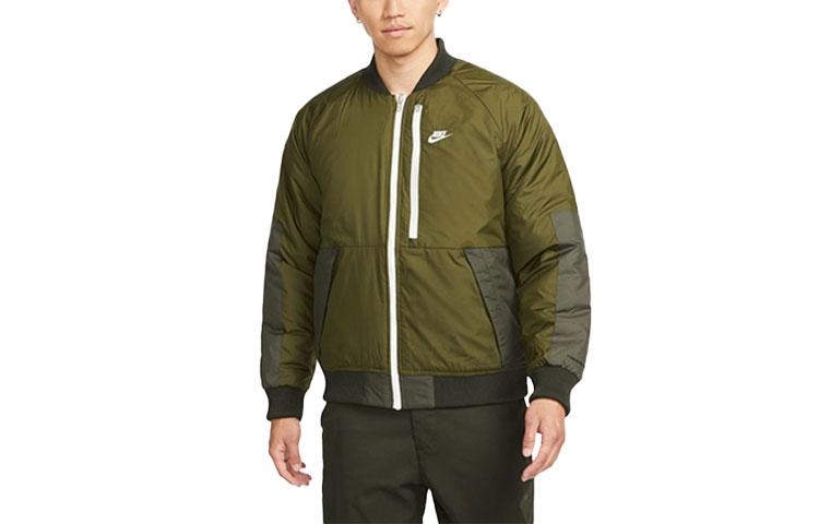 Nike Puffer Jackets Men s Green Baseball Collar Moderate Reversible DD6850-326 XL