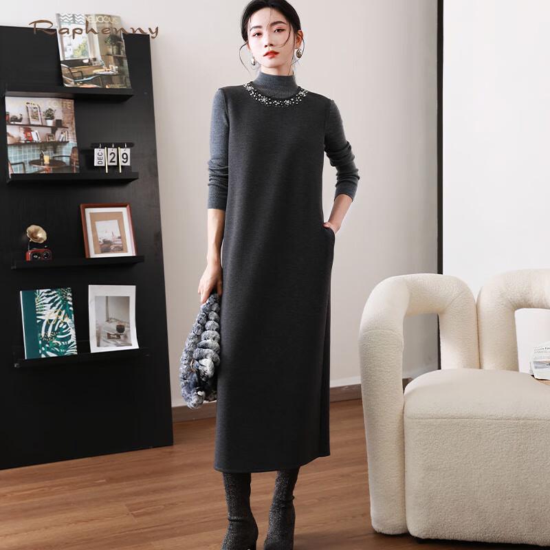 

Raphenny Women s Autumn/Winter Wool Blend Midi Vest Dress S