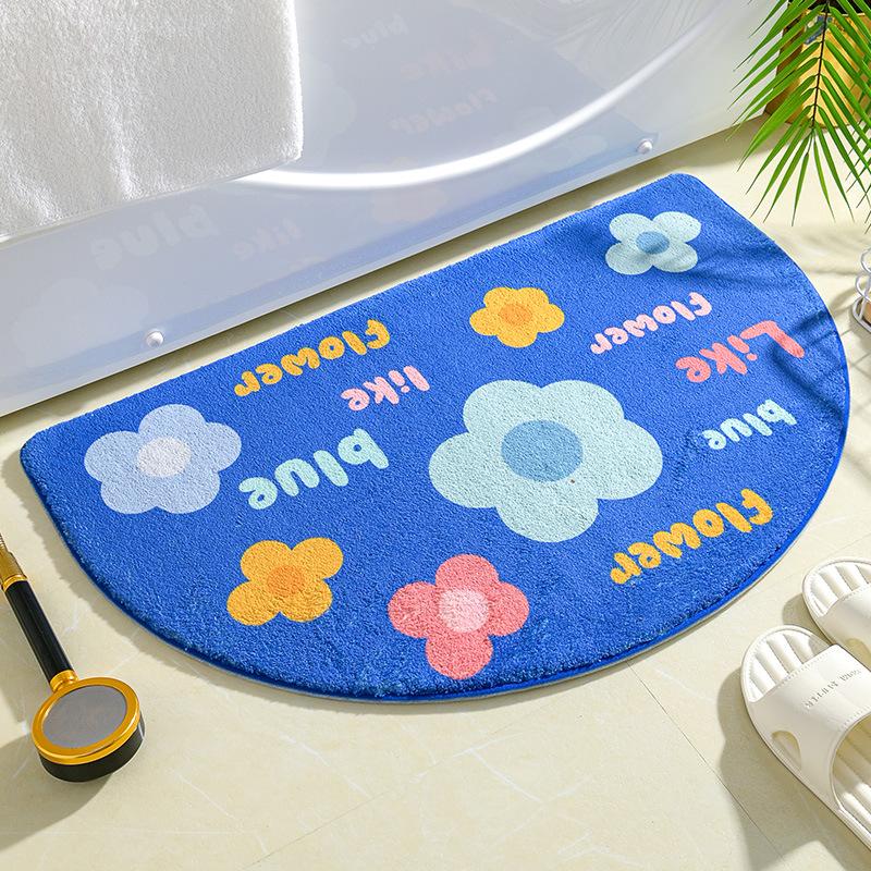 Ins Simple Bath Mats Small Fresh Flowers Floor Rug Home Entrance Carpet Bedroom Toilet Bathroom Door Absorbent Non-Slip Foot Pad