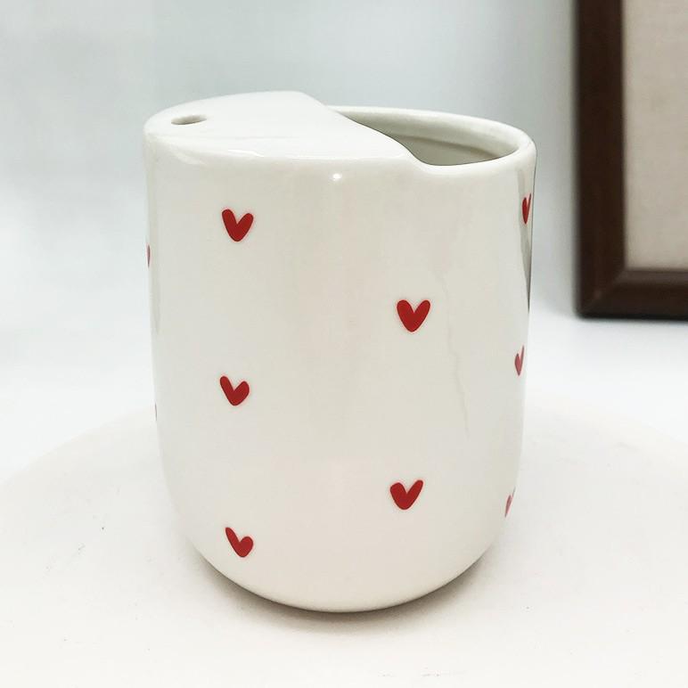 

Heart Print Hand-Painted Ceramic Mug Set – Home Breakfast Coffee Cups with Multiple Patterns 301-400ml