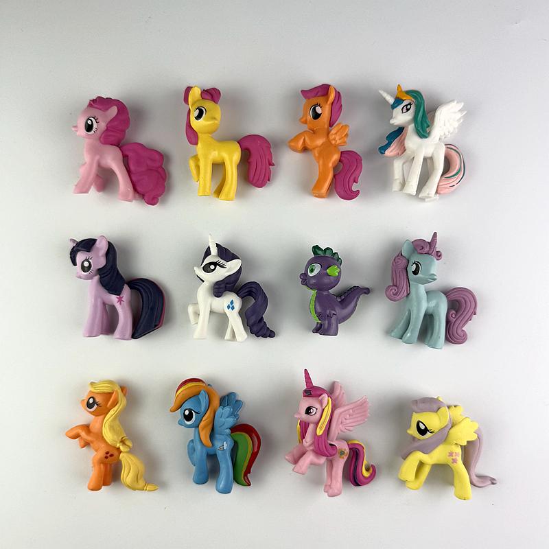 12pcs Little Poni doll 6cm Rainbow Horse Cute Little Horse Toy Dolls Figures Colletion PVC Model for Girls Christmas Gifts 6cm