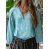 Spring Summer Women's Loose Solid Color V-neck Three-quarter Sleeve Cotton Linen T-shirt, European American Style Casual Crossborder Women's Top