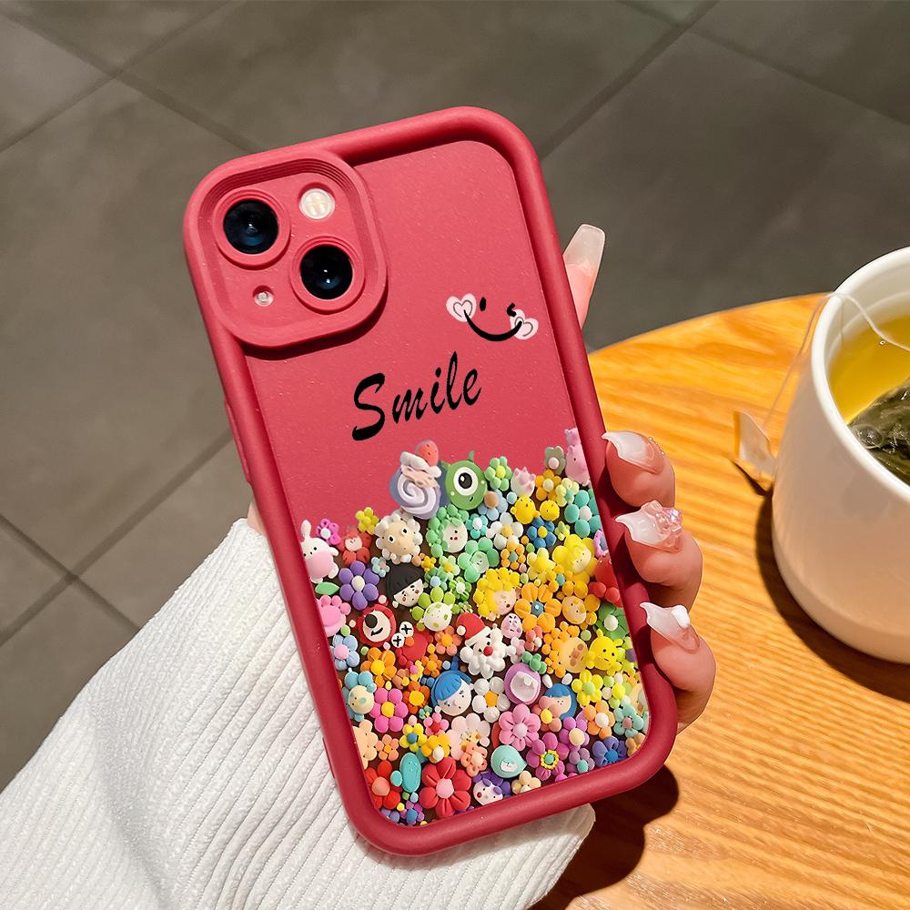 For iPhone 16 15 14 13 12 11 Pro Max XS Max XR X SE 8 7 Colorful Flowers Soft Silicone Full Lens Shockproof Protect Case