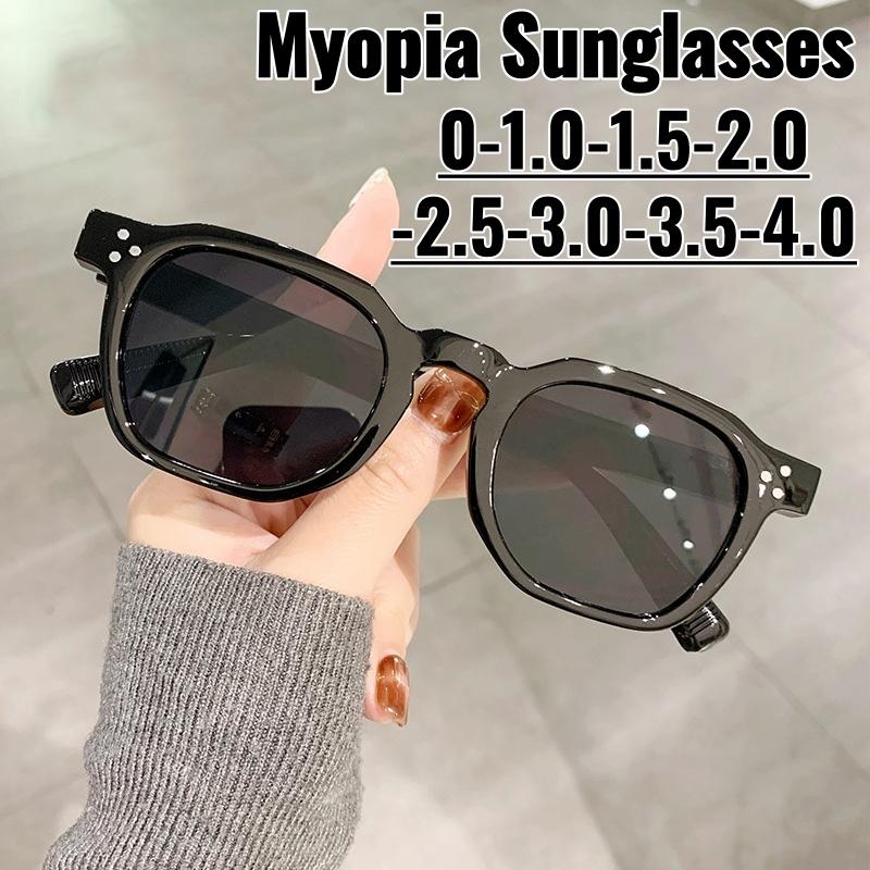 High End Fashion Square Near Sight Eyeglasses for Women Versatile New Trends Popular Polygonal Myopia Sunglasses UV-resistant Goggles Eye Protection