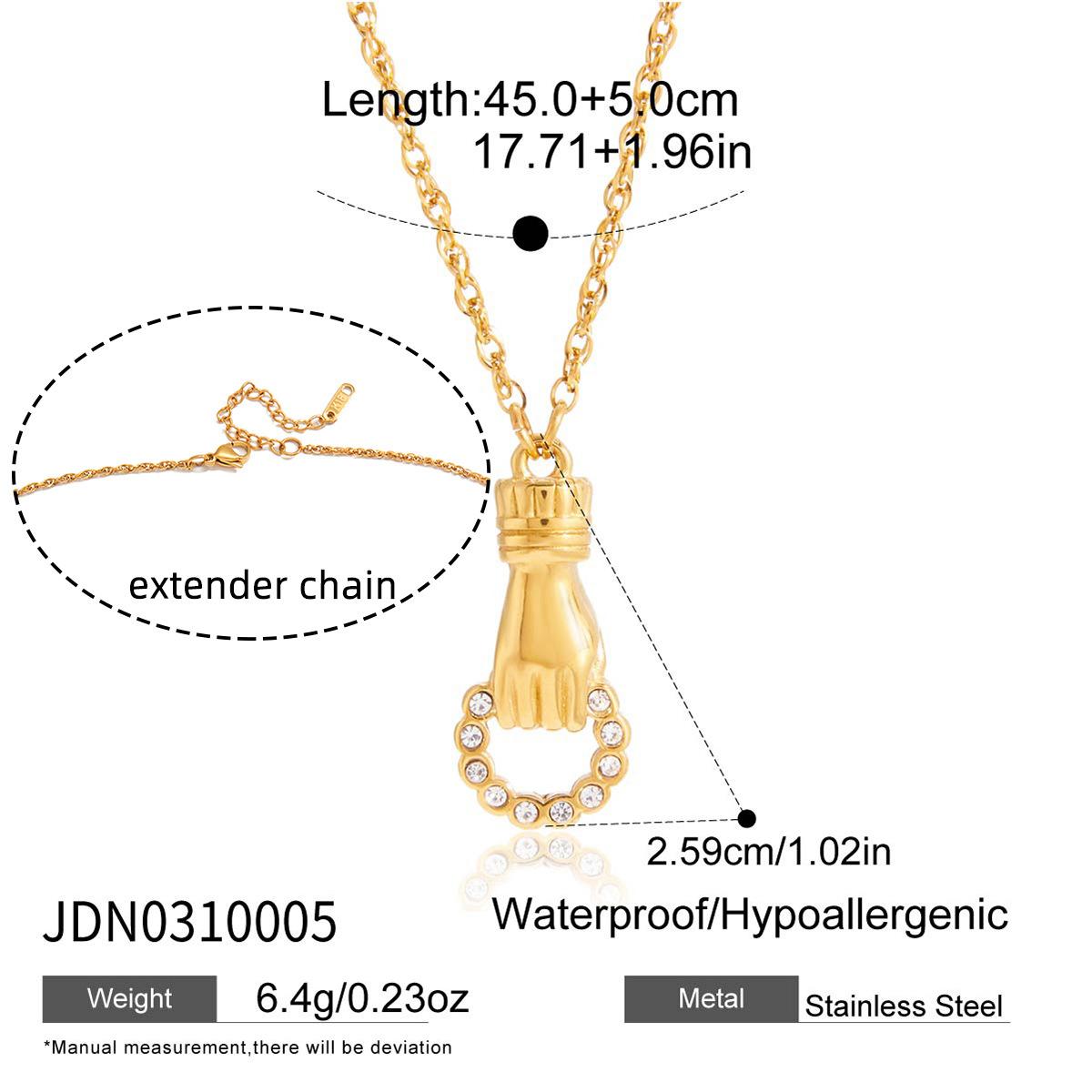 

Classic Feng Shui Diamond Charm Friendship Hand Necklace Accessories