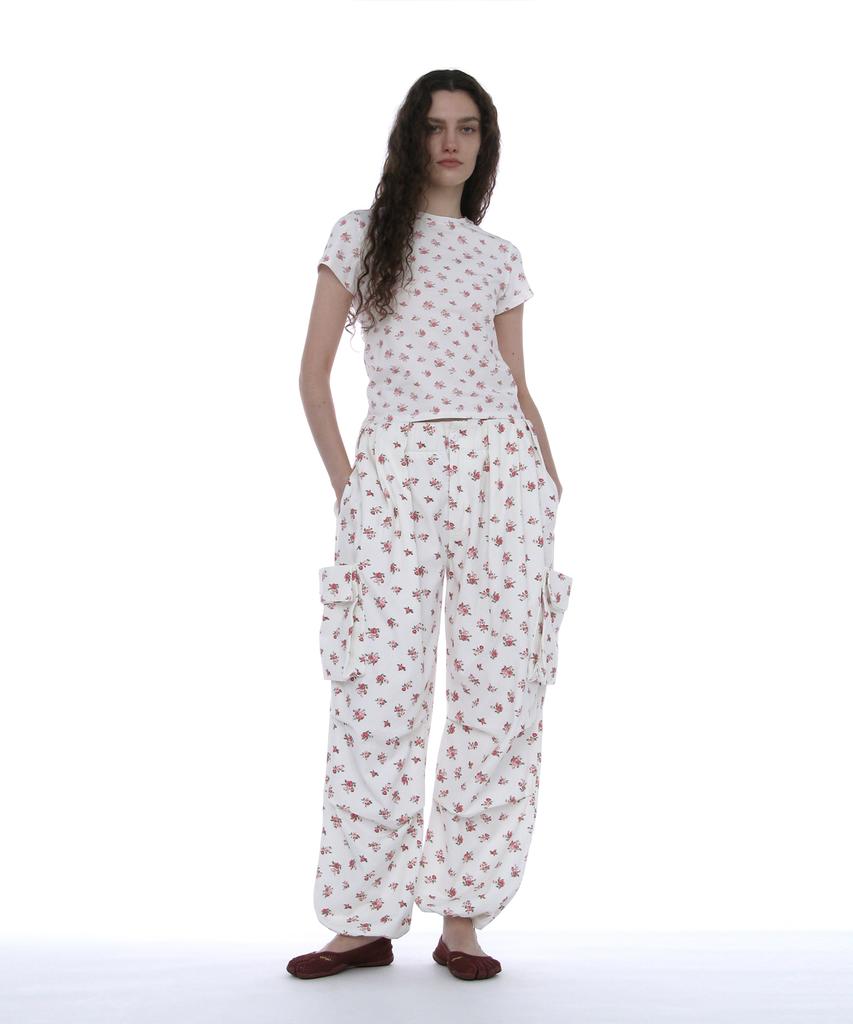 PARTIMENTO WOMEN Floral Print Short Sleeve Tee_White