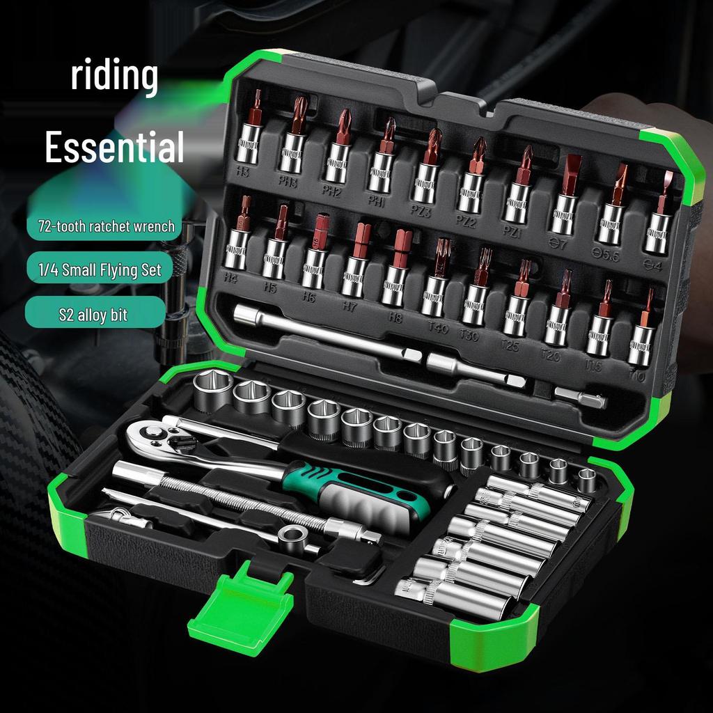 53-Piece Auto Repair Kit with 72-Tooth Ratchet, Socket Wrench, and Screwdriver Set