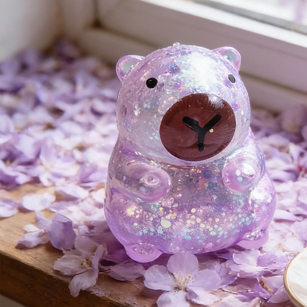 New Capybara Glitter Decompression Toy Soft Glitter Gummy Fidget Toys Low Rebound Decompression Toys Dough Ball Home Decor