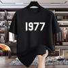 Hot Summer Unisexs Pure Cotton Tshirt 1977 Shortsleeved Ins Base American Loose Casual and Versatile Trendy Brand Halfsleeved